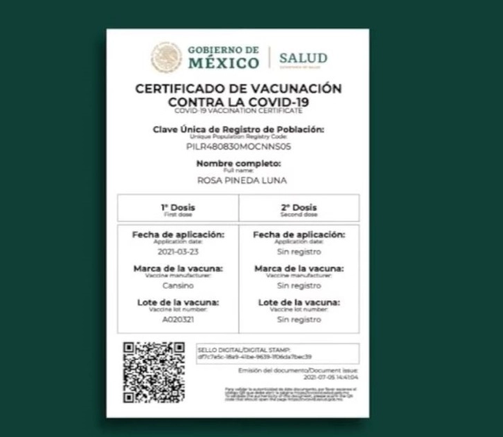 Solicita tu certificado de vacuna covid via whatsapp.