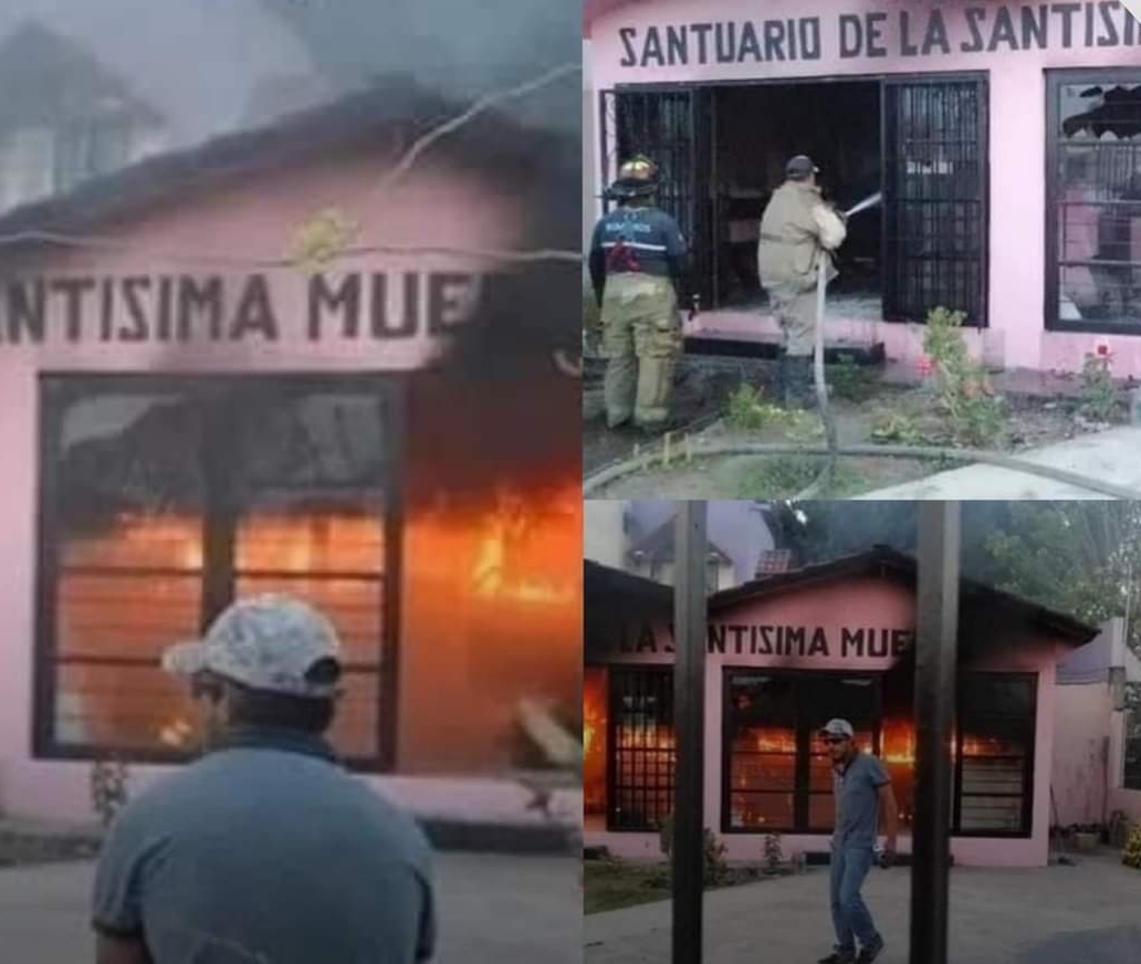 Le prende fuego a Capilla de la Santa Muerte en Ciudad Victoria