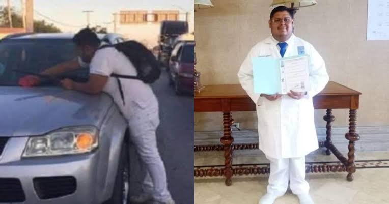 Joven de Tamaulipas trabajó cómo limpiaparabrisas para pagar sus estudios y ya es médico cirujano