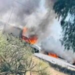 Enfrentamiento en pinos Zacatecas, deja un sicario abatido y al menos 10 vehículos incendiados.