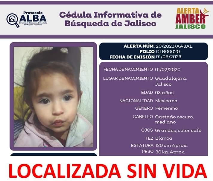 «Trágico hallazgo: Encuentran el cuerpo de una niña de tres años desaparecida en Jalisco»